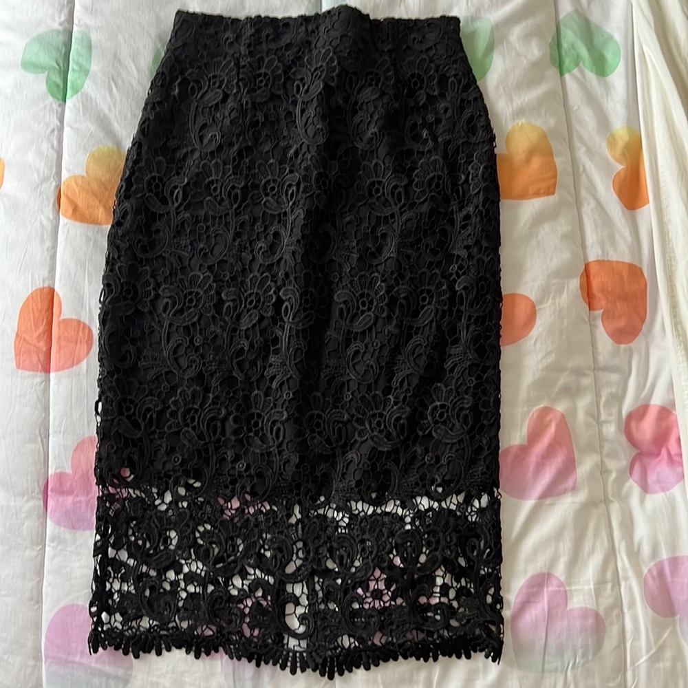 Black Lace Midi Skirt
